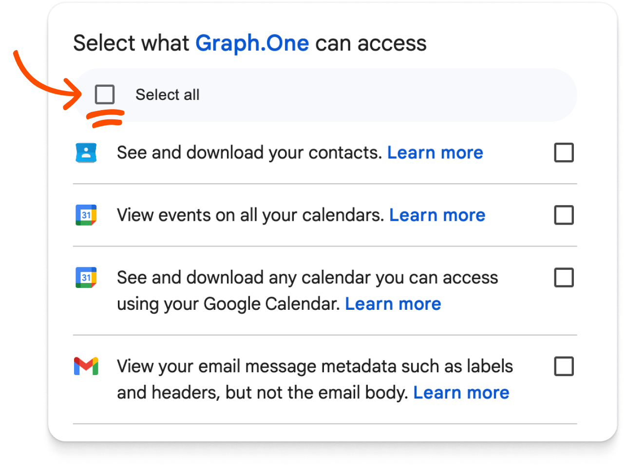 Graph.one Signup Permissions Explanation